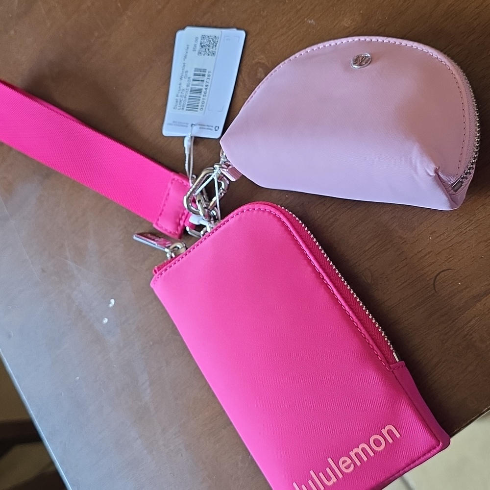 lululemon Raspberry Coulis/Pink Haze/Bright Coral Dual Pouch Wristlet